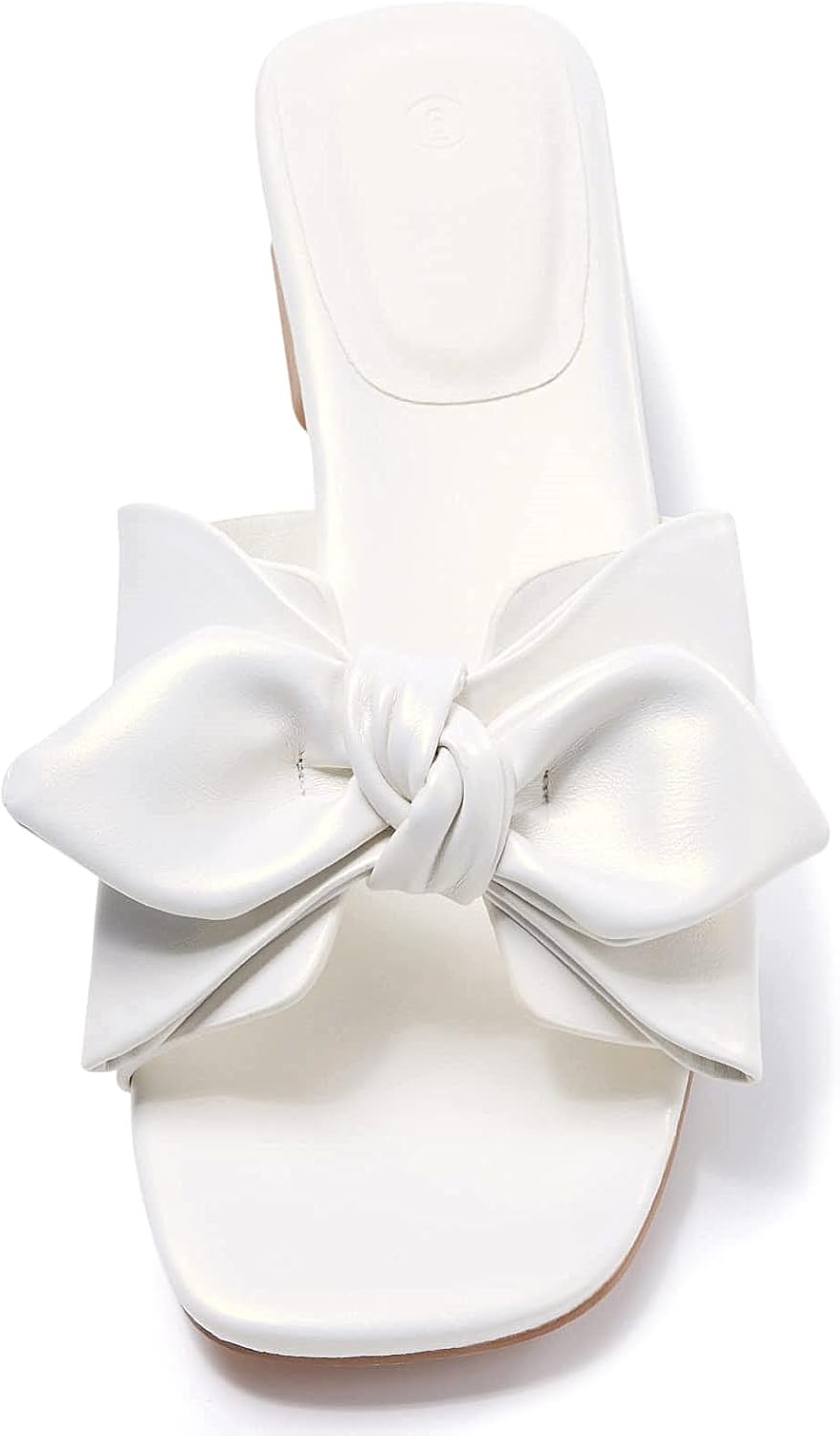 Fashare Womens Bow Dressy Low Heel Sandals Slides Summer Chunky Block Heeled Open Toe Mules Slip on Slippers Shoes - Image 7