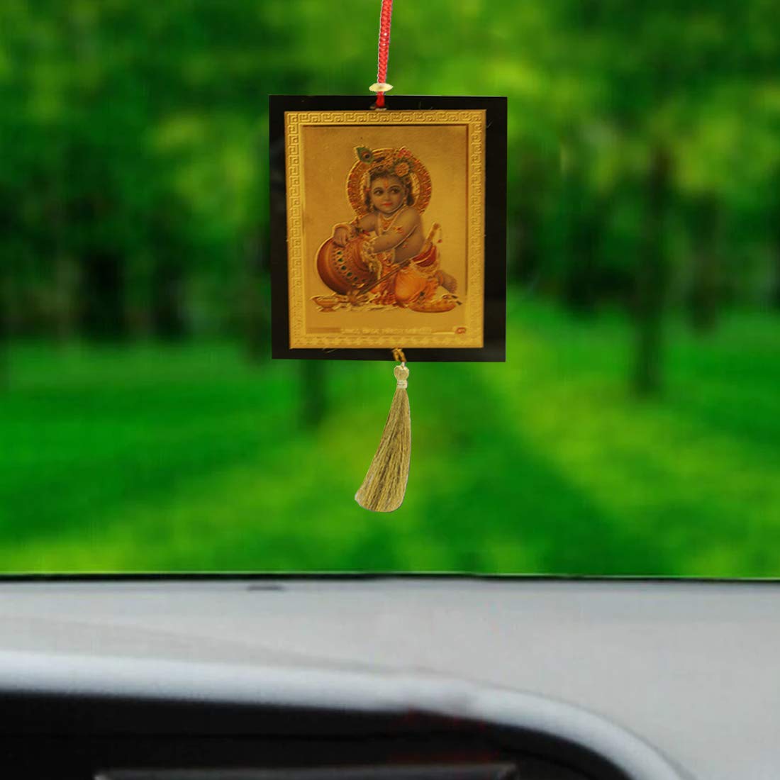 Divya Mantra Sri Little Makhanchor Krishna Talisman Gift Pendant Amulet for Car Rear View Mirror Decor Ornament Accessories/Good Luck Charm Protection Interior Wall Hanging Showpiece - Image 7 thumbnail