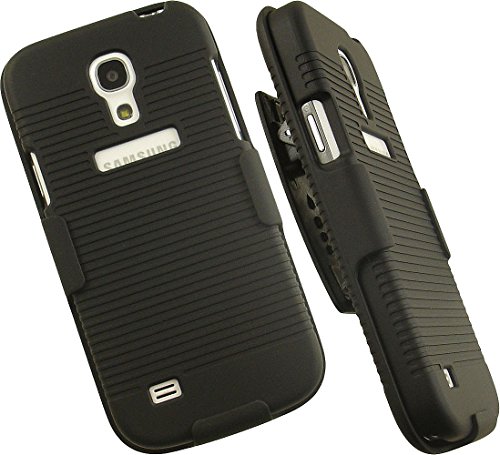 Black Hard Case + Belt Clip Holster Stand For Samsung Galaxy S4 Mini I9190 I9195