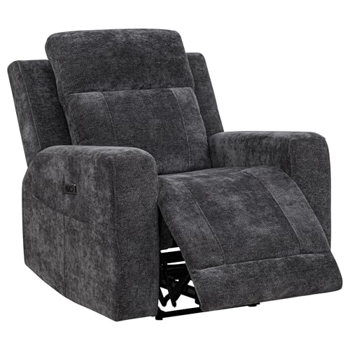 Sillón reclinable chenille color gris oscuro miniatura 4