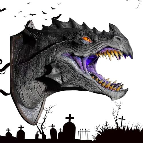 Tête de dragon 3D sculpture murale LED pour raviver un mur blanc vide