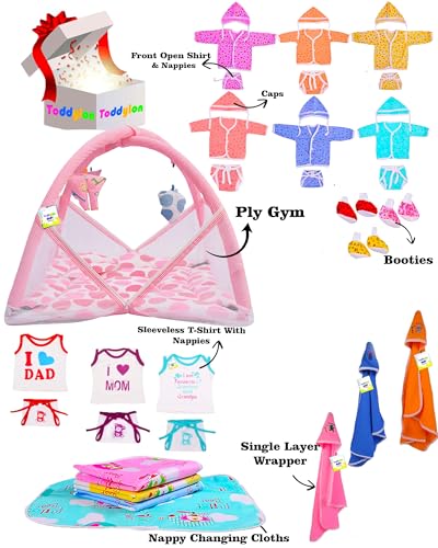 Image of Toddylon All in One Daily Essential in One Pack 36 in 1 New Born Baby Products Gift Packs | Hospital Kit Combo | Infants Boys Girls | Perfect for Newborns | Ideal for 0-6 Months (Pink)
