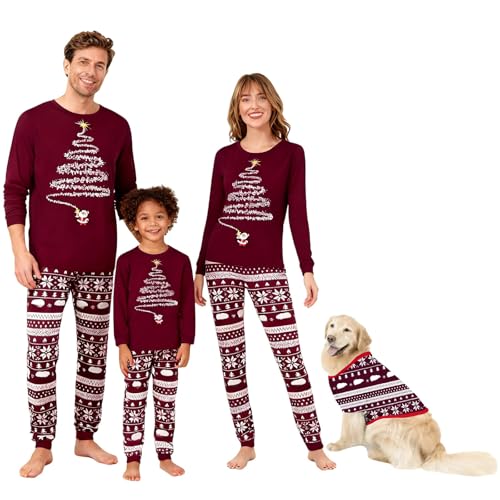 Conjunto de pijama de noche navideño de invierno de dos piezas pijama de cuello redondo a juego par pijamas navideños para pareja niños y bebés manga larga camiseta y pantalones cómodos algodón ropa