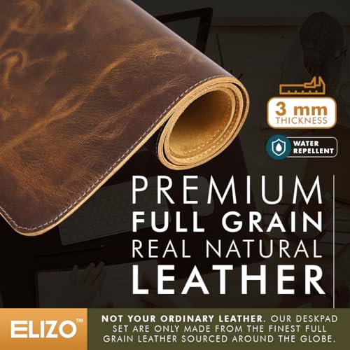 ELIZO Leather Desk Pad Real Leather Desk Mat Thick (3mm) Double Layer (31x15.6) Cover Blotter Desk Protector Large Computer Mat for Keyboard Mouse Pad Table Laptop Mat Office Desktop Accessories - Image 4