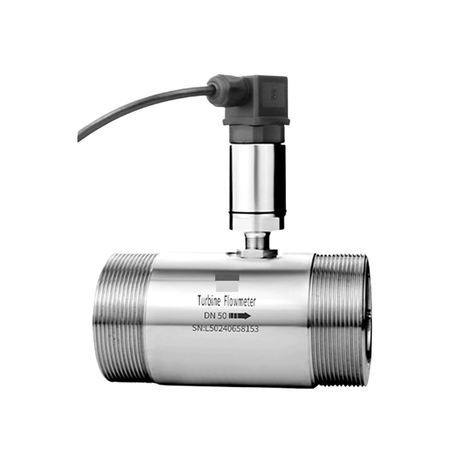 VKvmNYlxx Turbine Flowmeter with 24V DC Pulse Signal for Water, Fuel and Diesel High Precision Flowmeter (DN25)
