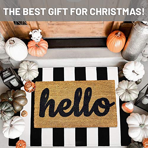 Iohouze Cotton Black And White Striped Rug Outdoor Doormat 27.5 X 43 Inches Washable Woven Front Porch Decor Outdoor Indoor Welcome Mats For Front Door/Farmhouse/Entryway/Home Entrance Black Rug #TOP1