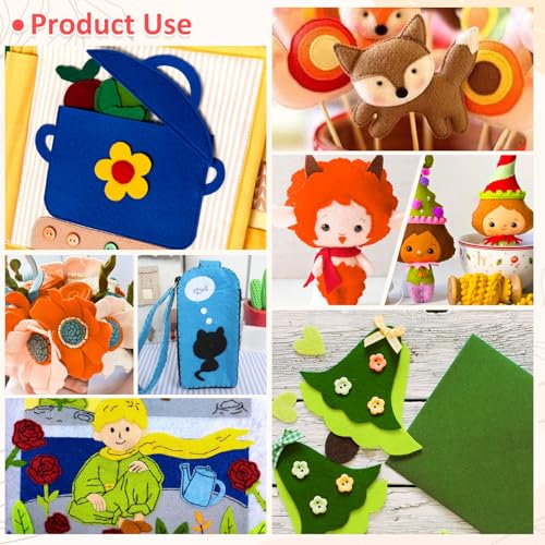 Image of XSEINO 12 Rolls 8 inchx35 inch 1.4mm Thick Soft Felt Fabric Sheet 12 Assorted Vintage Series Colors Felt Pack for DIY Craft Sewing Squares Nonwoven Patchwork