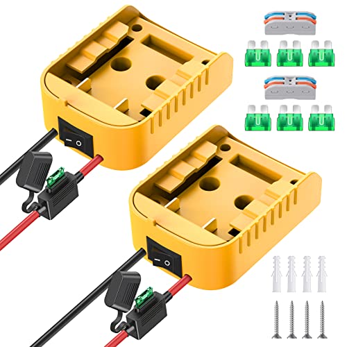 2 Pack Power Wheel Adapter for Dewalt 20V Battery Adapter with Switch Fuse & Wire Terminals 12AWG Wire Power Wheel Battery Converter for DIY Ride On Truck RC Car Toys and Robotics