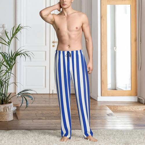 White Blue Stripes Pajama Pants Mens Lounge Sleep Pant Long Pajama Bottoms Drawstring Elastic with Pockets4
