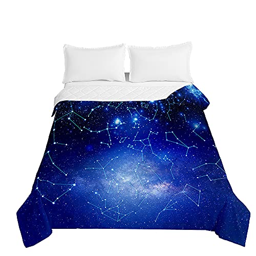 Surwin Colcha de Verano Reversible Colcha Bouti de Primavera y Entretiempo, Microfibra Ligera Colcha Acolchada Cubrecama con Galaxia 3D para Cama Individual Matrimonio (Astrología,150x200cm)