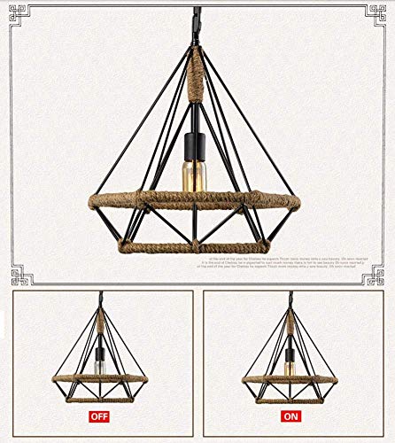 Preisvergleich Produktbild Lamps LED Wohnzimmer, Schlafzimmer Licht, Bar Kronleuchter Hanfseil Lichter, Retro Kronleuchter Vintage Pendelleuchte Schmiedeeisen Schatten für Küche, Cafe, 3Pcs, einfache atmosphärische Innenbeleuc