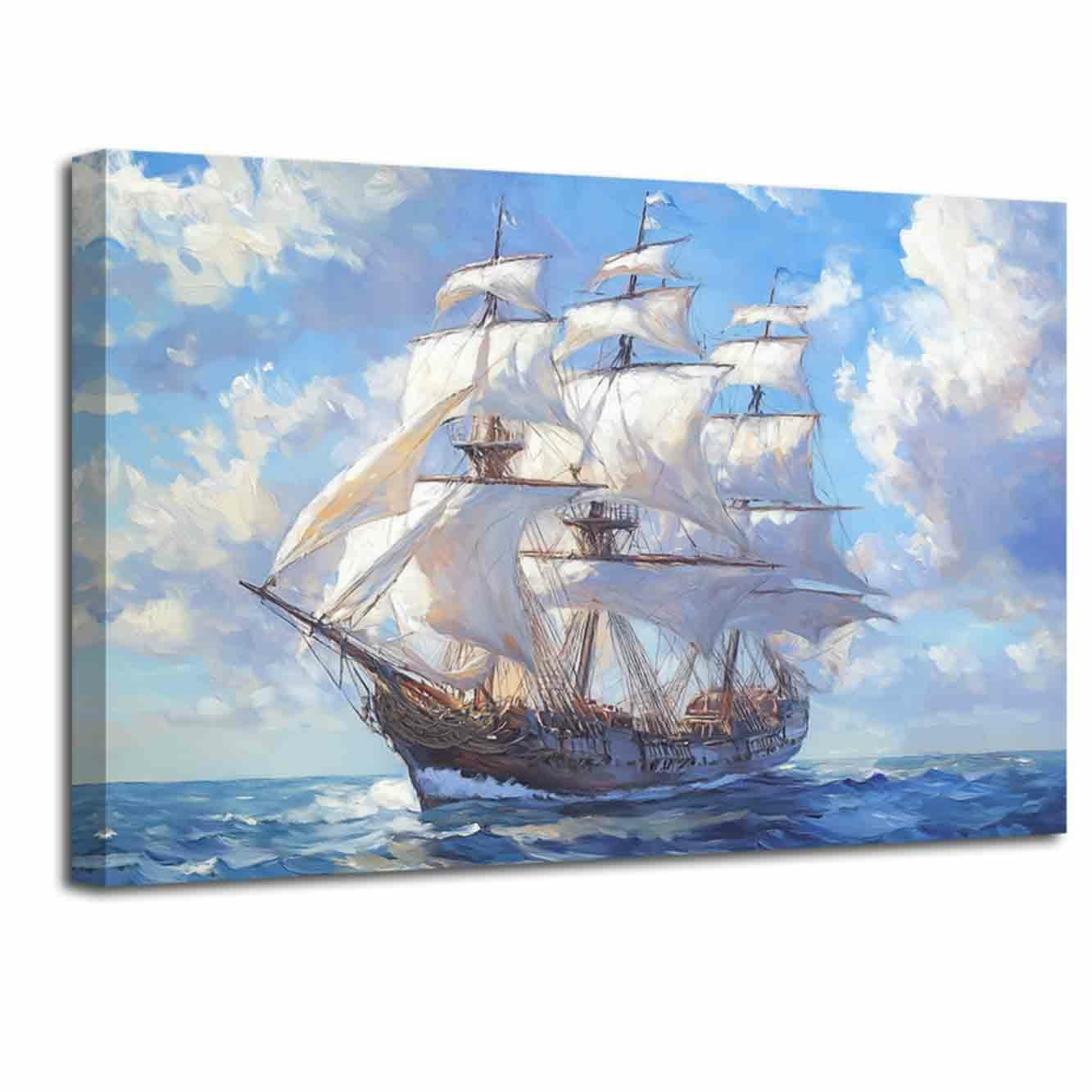 Amazon.co.jp: LZIMU 海賊船 キャンバス ウォールアート ヴィンテージ