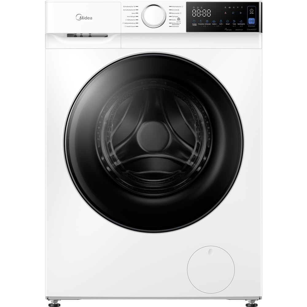 Midea Waschmaschine V5 Series, 10 kg | EEK A-30% | 1400 U/min | Steam Wash | 15/45 Min Schnellwäsche | Turbo Wash | Woolmark & Outdoor | BLDC Inverter Motor | APP-Steuerung | MFV5EW100WBA30 | Weiß - 1