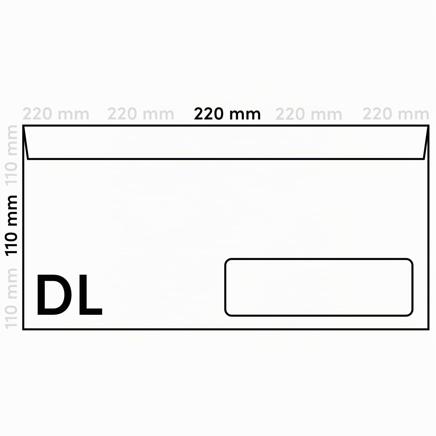 Netuno 1000 sobres blanco DL 110x220 mm con ventana derecha | 80g · perfecto para oficina y hogar · ahorra tiempo al enviar · ideal para envíos y cartas · protección para documentos