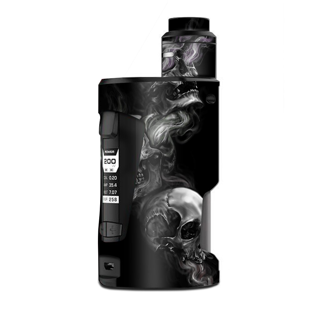 Skin Decal Vinyl Wrap for Geekvape GBox Squonk Kit 200W Vape Kit skins stickers cover/ glowing Skulls in Smoke