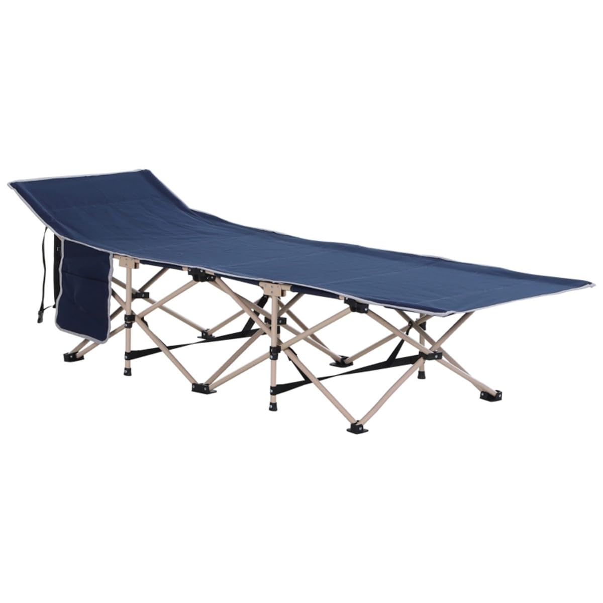 XIOUMAAN Double-Sided Folding Camping Cot with Mattress & Pillow - Heavy Duty 330 lbs Capacity, Compact Portable for Adults - Navy Blue (74.75