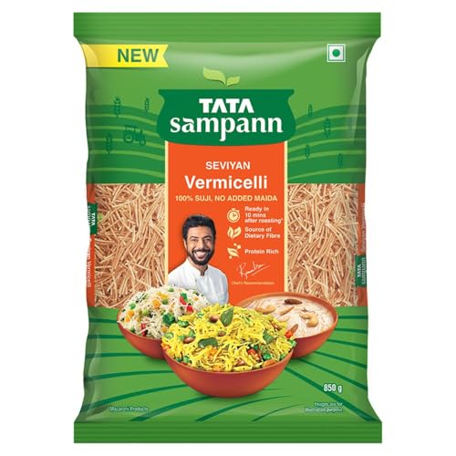 Tata Sampann Unroasted Vermicelli, Protein Rich Seviyan, Made with Suji, No Added Maida, Source of Dietary Fibre, 850g