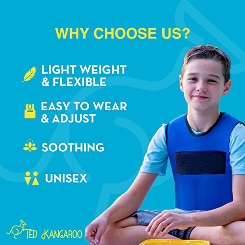 Ted Kangaroo Weighted Vest for Kids Sensory Compression Vest Deep Pressure Comfort (Blue) - Image 6