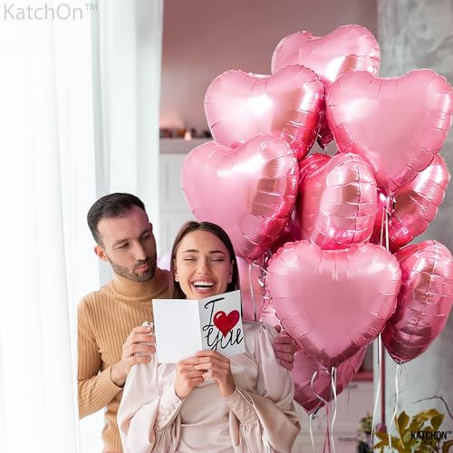 Image of KatchOn, Pink Heart Balloons -18 Inch, Pack of 10 | Heart Shaped Balloons for Pride Decorations, Light Pink Pride Month Decorations | Baby Shower Decorations Birthday Decorations