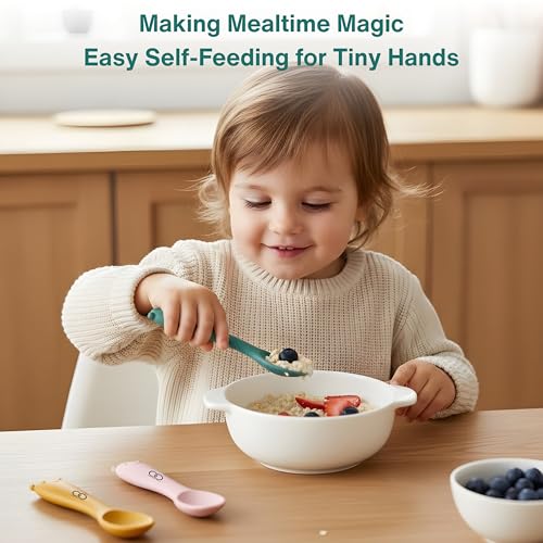 Image of Baby Training Spoon Set, Multicolor-3 Silicone Spoon for Baby 6 to 12 Months, 3 Pc, Self Feeding Cutlery for Puree Snacks and Daily Meals, Daily Feeding Essential