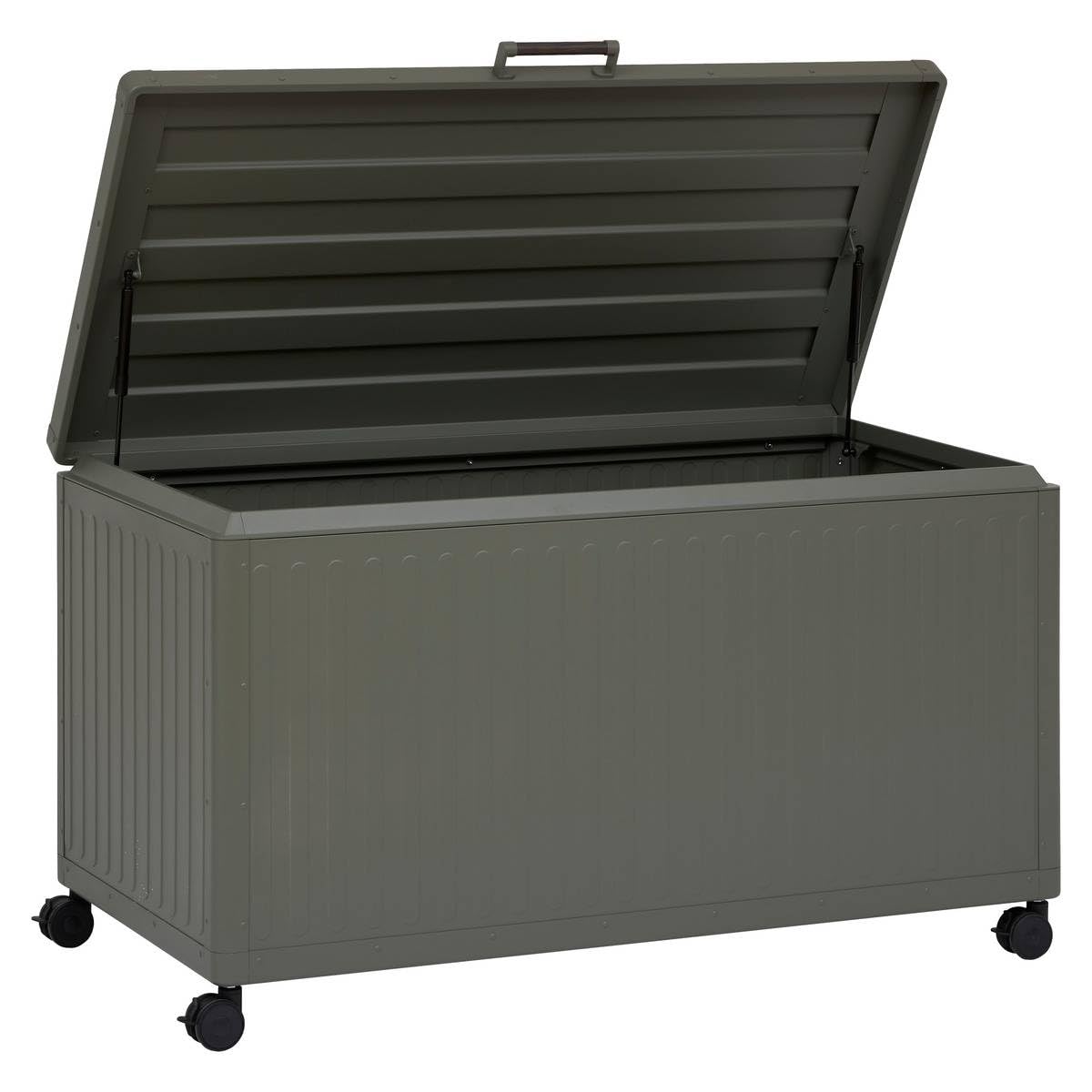 Hespéride - Coffre de Rangement Extérieur Edenio 670L Laurier - Structure Acier Galvanisé et Aluminium - Etanche et Mobile - Mobilier pour Jardin, Balcon, Terrasse