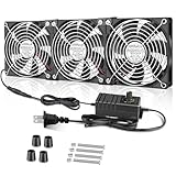 AmRunJe 120mm x 3 Computer Fan with AC Plug Variable Speed 110V - 240V Small Box Fans for DIY Bedroom Window Exhaust or Intake and Laptop Cooling Pad