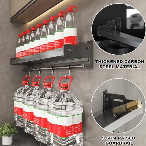 Scaffale da cucina in acciaio inox con porta rotolo, ganci e portaspezie, senza trapano, per appendere utensili e spezie