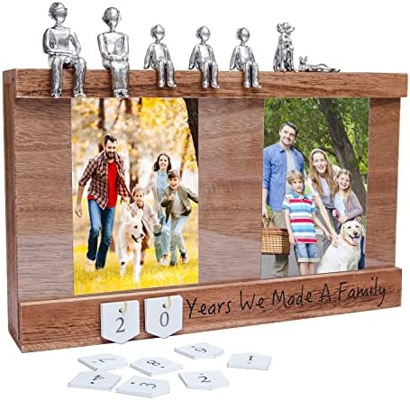 EVA murmure Personalized Romantic Wedding and Anniversary Keepsake Box with Family Statue - Wooden Memory Picture Box for Cherished Keepsakes and Ticket Storage - Elegant House Decor and Couple Gift