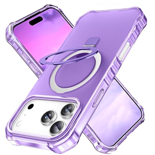 Coque iPhone 15 Pro silicone rigide avec anneau support carré violet