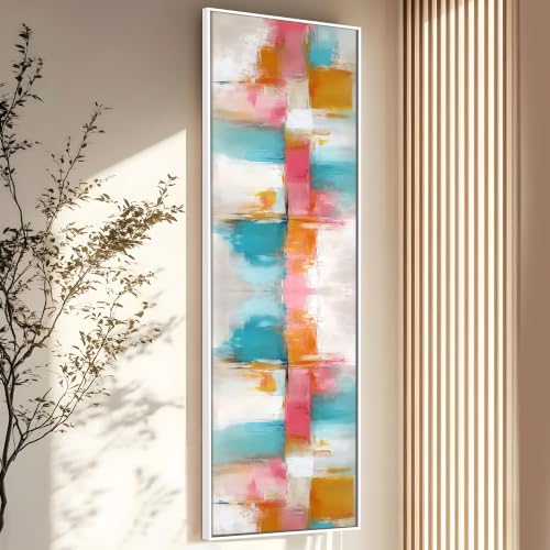 Image of PAINTINGMANTRA Multicolor Combination Wall Art Abstract Brush Stroke Paintings for Living Room, Home and Office Wall Decoration (13x47 Inch)