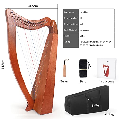 Lotkey MI3822-LUS Harp, Lotkey 19 Strings Lyre Harp thumb #5
