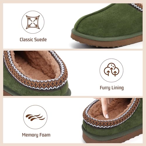 Image of Women's Slippers Fuzzy Cozy Short Ankle Shoes Indoor and Outdoor Mules Furry Warm House Slippers for Woman Cute Fluffy Clogs