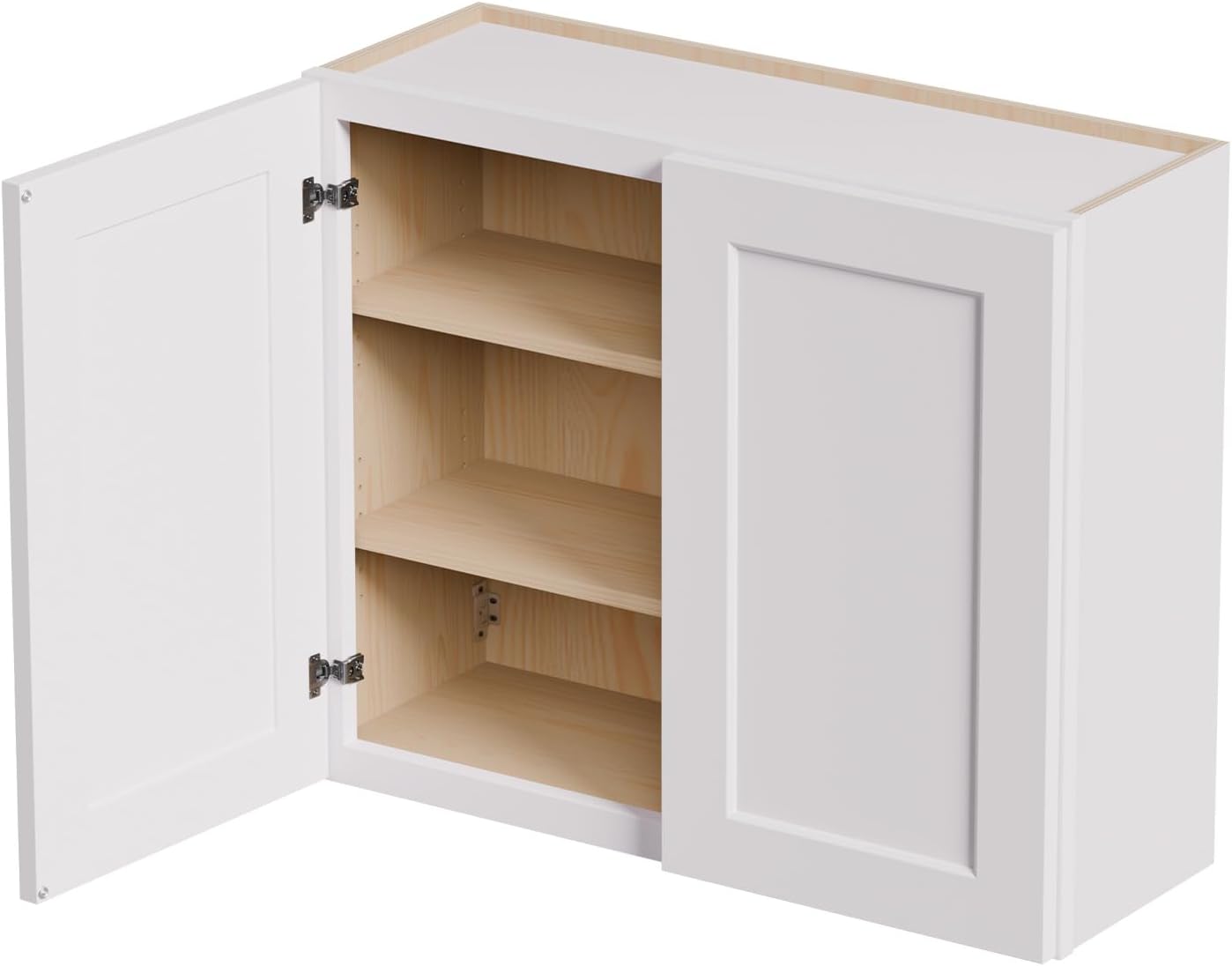 36 Inch Laundry Room Cabinets Wall Mounted, Solid Wood Over The Toilet Storage Cabinet, Bathroom Organizer Cabinets with 2 Shaker Door & Shelves, Easy to Assemble for Kitchen, Garage - White