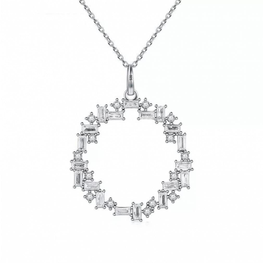 ZHUDJColgante de Collares de circonita cúbica de Plata de Ley 925 para Mujer, Regalo de joyería de Plata