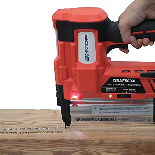 BHTOP Cordless Brad Nailer ＆Stapler 2 in 1 18Ga Heavy Finish Nail Gun with 18Volt 2Ah Lithium-ion Rechargeable Battery Air Cylinder(Charger and Carrying Case） (2Batteries) - Thumbnail 5