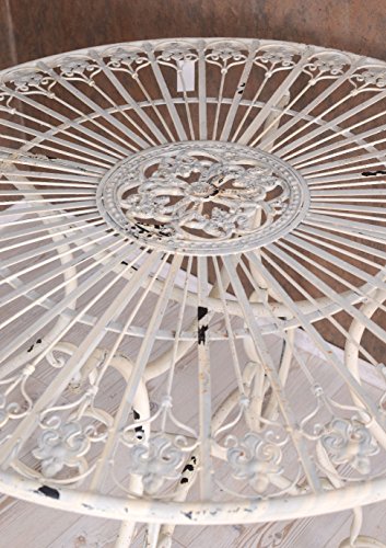 Runder Esstisch Gartentisch Shabby Chic Eisentisch Weiss Metall Tisch aja037 Palazzo Exklusiv – Bild 4