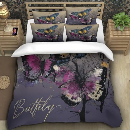 Microfibre résistante pour cette parure de lit papillon coloré