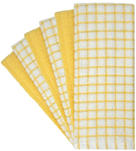 Image of Bumble Kitchen Towels (6 Pack) | 16 inch x 28 inch | 100% Cotton Dish Towels for Kitchen | 380 GSM | Soft, Highly Absorbent & Durable Dish Towels with Hanging Loop | Yellow