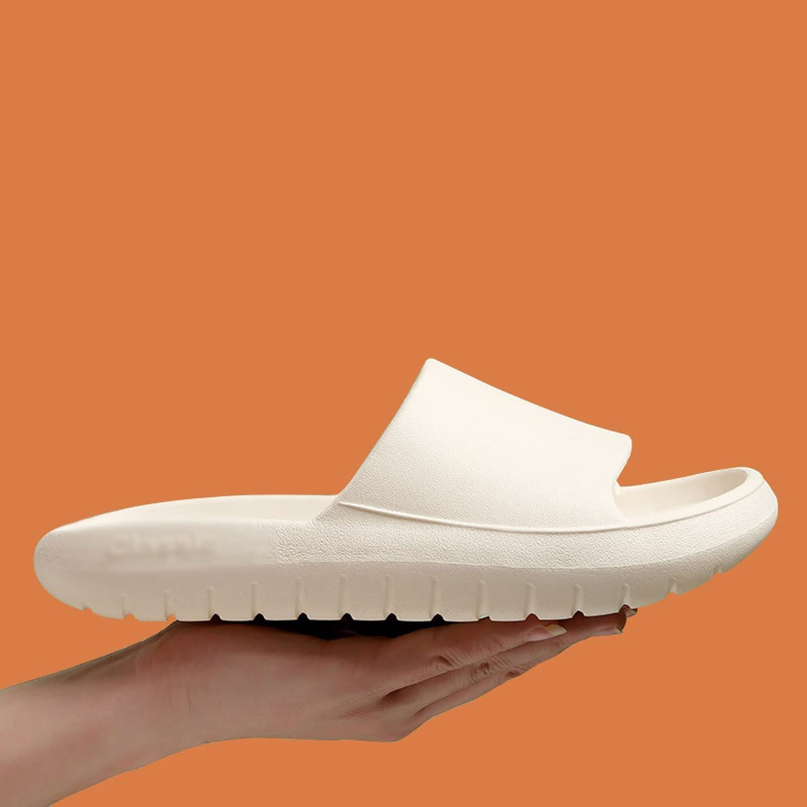 YHQZNLXQ Zapatillas para Mujer Zapatillas Hombres Y Mujeres Sandalias De Playa De Verano Hogar Fondo Grueso Antideslizante Baño Pareja Sandalias Zapatos PlanosBlanco, 38-39