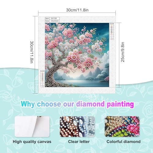 Image of AiYuanzsh Special Shape Diamond Painting Kits for Adults, 5D Crystal Rhinestone Diamond Art Landscape Tree Canvas, DIY Paint by Diamonds Unique Craft Kits, Sparkling Diamond Art Wall Decor