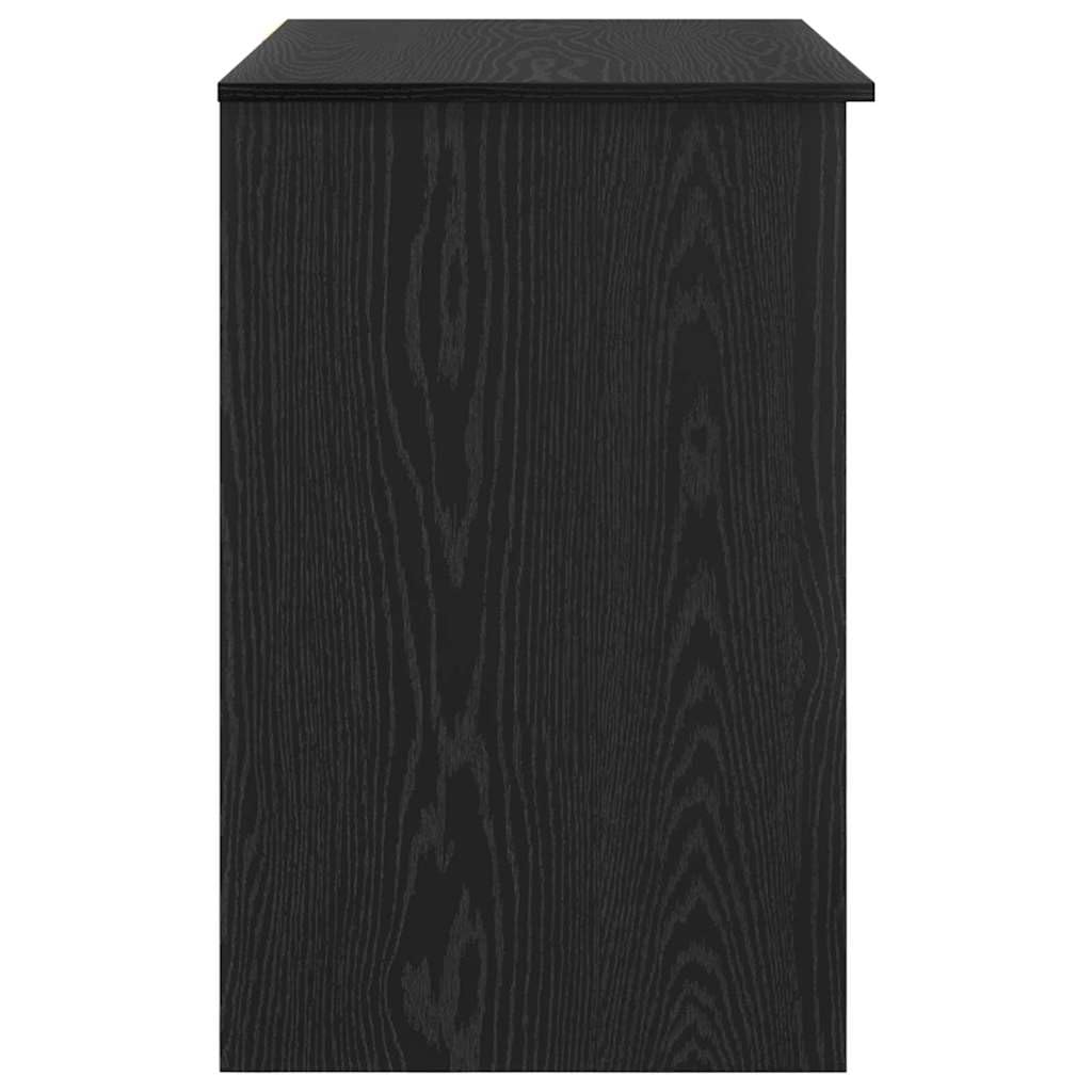 Scrivania nera effetto quercia in legno, 90 x 49 x 75 cm, con cassetto e mensola, scrivania per computer, postazione di lavoro per ufficio, casa, studio, spazio di archiviazione, ergonomica