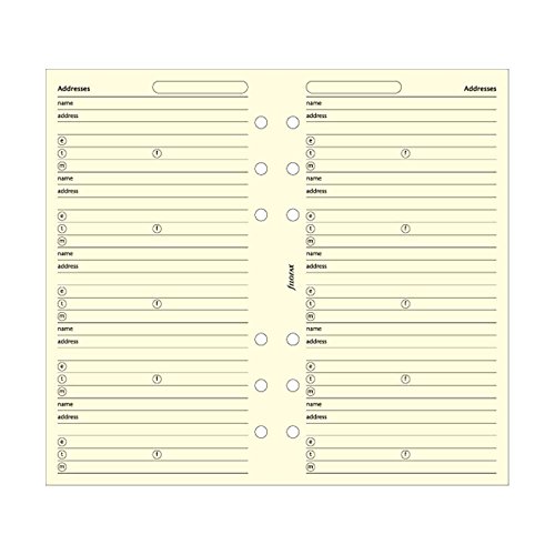 Feuillet adresses Filofax Personal B130253 couleur coton crème avec 20 pages lignées