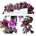 Produktbild LumenTY 2er-Packung 2.5 m künstliche Rosenreben künstliche Blumen Rattan Blumengirlande für Ihr Zuhause Hochzeiten Garten Geburtstag Feierlichkeiten zur Simulation Girlande Dekoration - Purpur