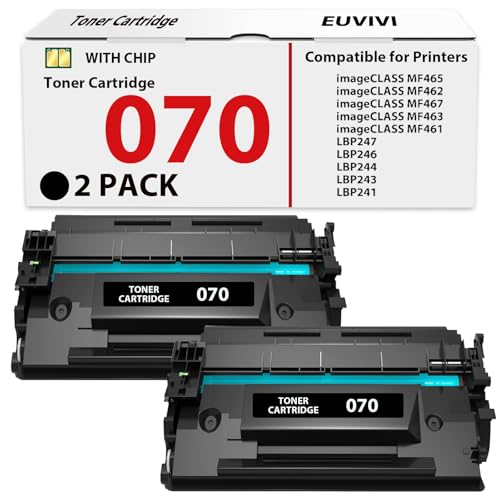 EUVIVI 070 Toner Cartridge Compatible for Canon 070 070H Black Toner Cartridge for imageCLASS MF465dw MF462dw LBP246dw LBP247dw Printer High Yield 2,900 Pages 2 Pack