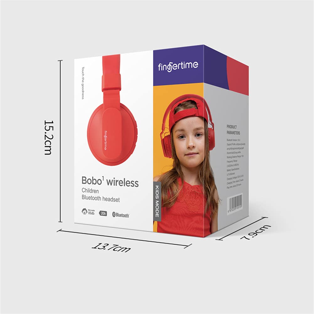 Słuchawki Bluetooth na ucho, bezprzewodowe słuchawki dla dzieci słuchawki, miękkie nauszniki i lekka waga do długotrwałego noszenia, prezent na Boże Narodzenie,Red