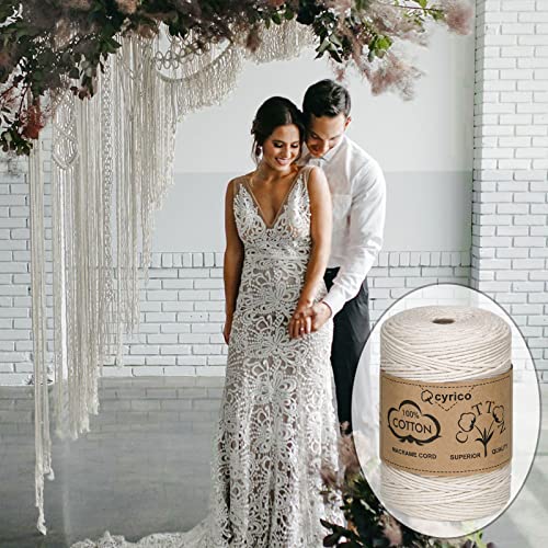 Macrame Cord 3Mm X 300 Yards, 100% Natural Cotton Cord Macrame Rope - Twisted Macrame String Supplies For Wall Hanging Plant Hangers Gift Wrapping Wedding Decorations #TOP3