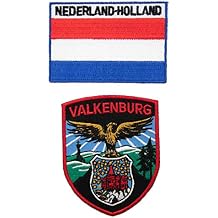 A-ONE - The Netherlands Valkenburg Shield Patch + Holland Flag Embroidered Patch, Applique Patches, Country Flag No. 141C