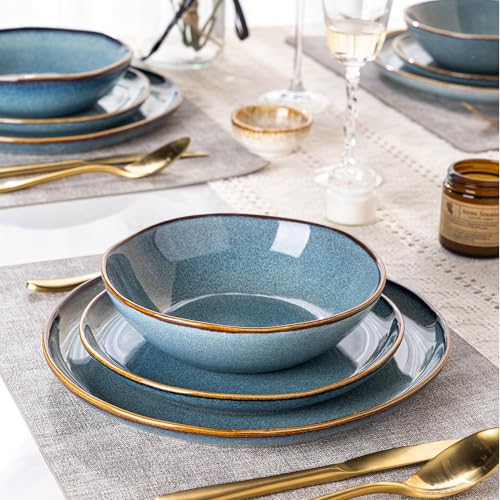 Image of AmorArc Ceramic Dinnerware Sets,Handmade Reactive Glaze Stoneware Plates and Bowls Sets,Highly Scratch Resistant | Dishwasher & Microwave Safe Dishes Set,Service for 6 (18pc)