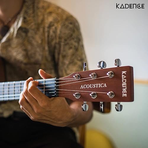 Miniatura 6 de Kadence Acoustica Series - Guitarra electroacústica de madera (madera de cebra)  Guitarra electroacústica con pastilla, afinador integrado y bolsa