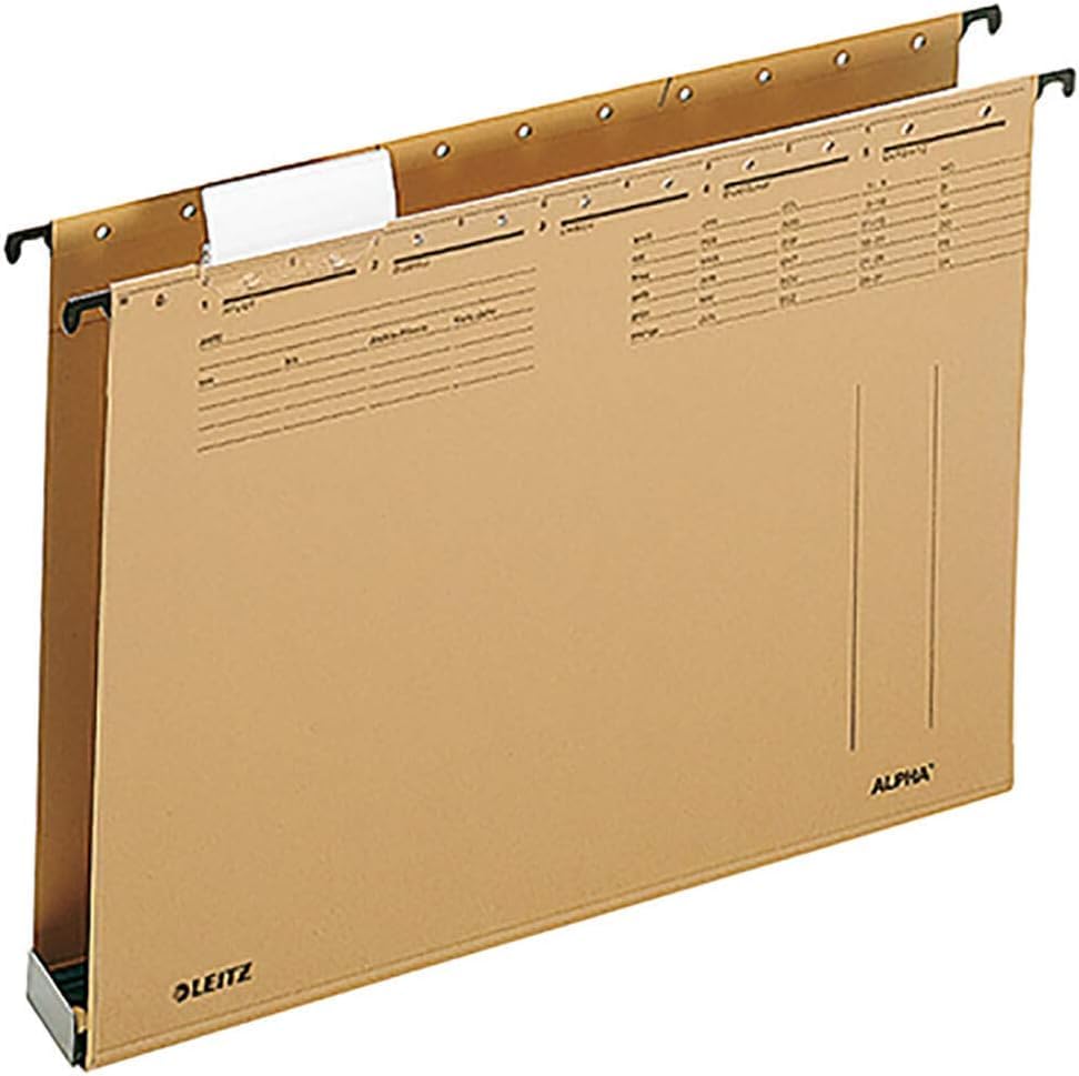 Leitz Alpha Suspension File Cardboard, Natural Brown, Pack of 10